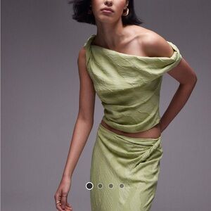 Topshop Asymmetrical Green Top
